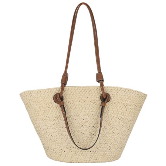 Handwoven Straw Tote Bag for Women – Fashionable Summer Beach Shoulder Bag